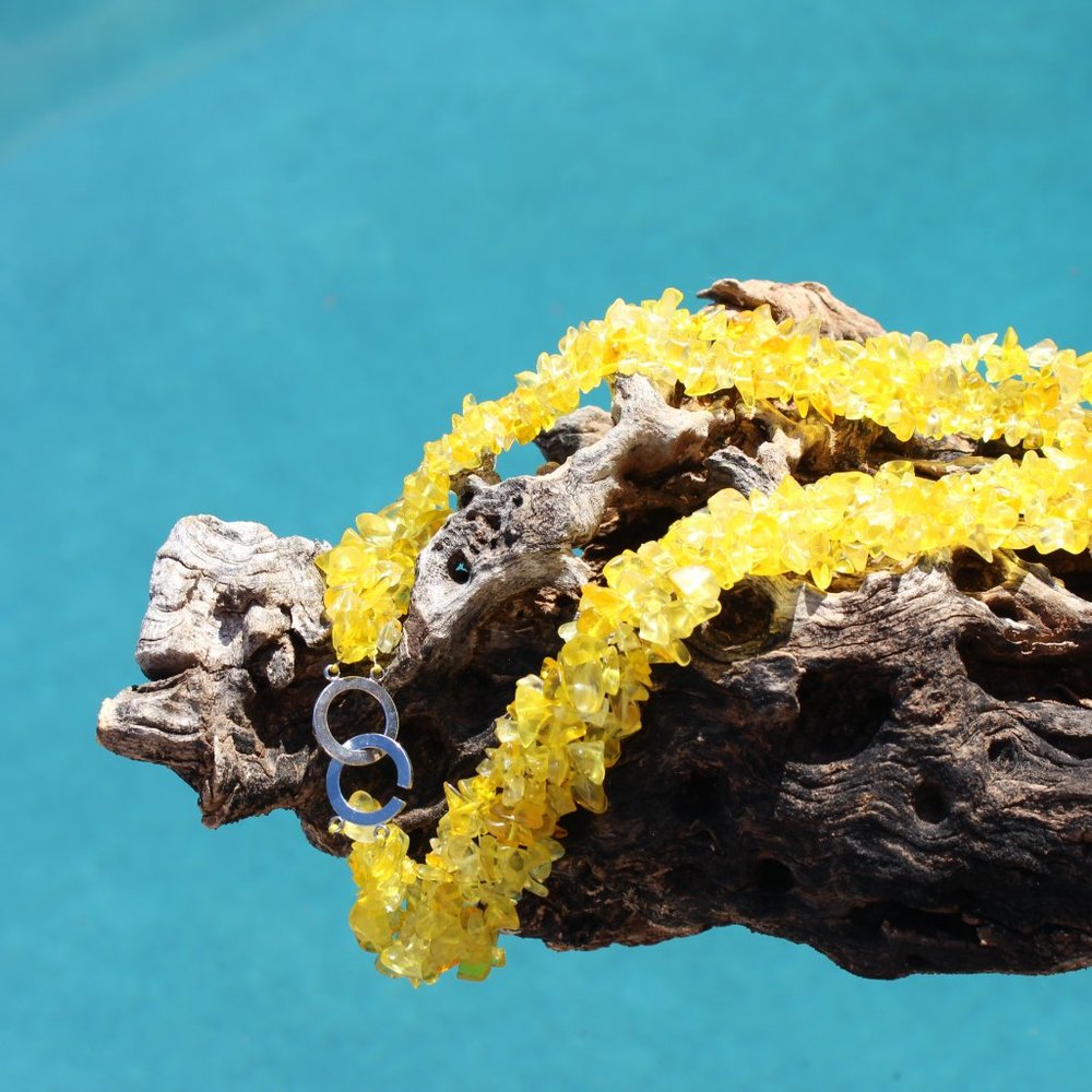 The Cleopatra Collection/ Yellow Citrine Glass Necklace - Picture 5 of 5